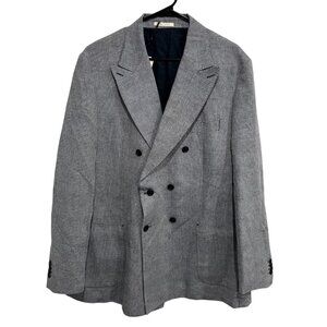 Singer + Sargent NEW Mens Double Breasted Blazer Jacket XXL Gray Plaid Wool Blen